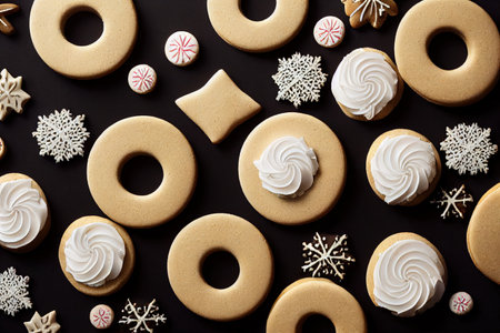 Christmas cookies, illustration of festive pastriesの写真素材