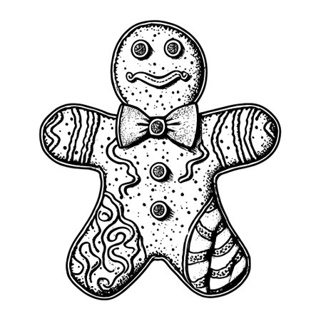 hand drawn gingerbread man cookieのイラスト素材