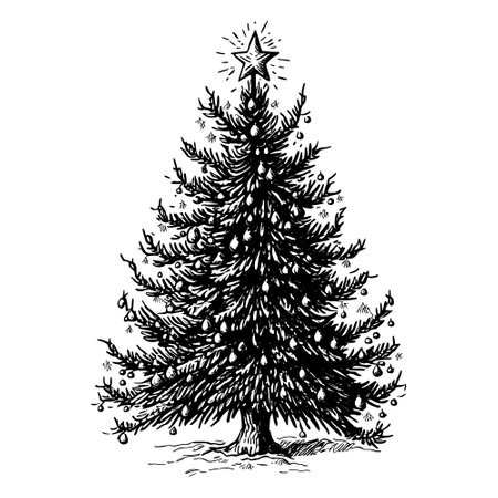hand drawn christmas treeのイラスト素材