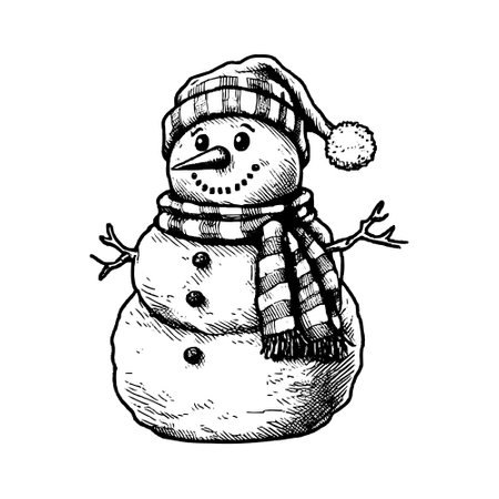 Hand drawn snowman.のイラスト素材