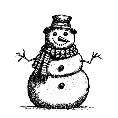Hand drawn snowman.のイラスト素材