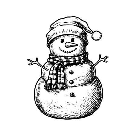 Hand drawn snowman.のイラスト素材