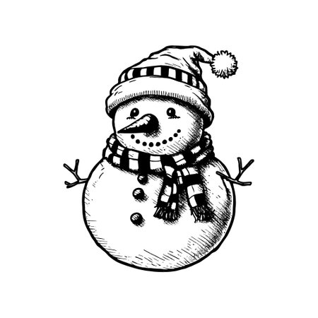 Hand drawn snowman.のイラスト素材