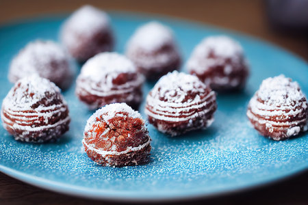 Raw cocoa and coconut energy ballsの写真素材