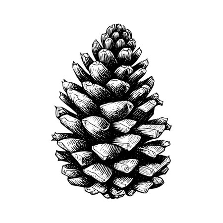 hand drawn pine coneのイラスト素材
