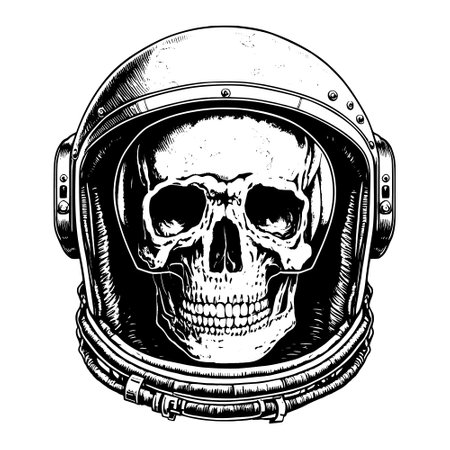 Human skull astronaut helmet sketchのイラスト素材