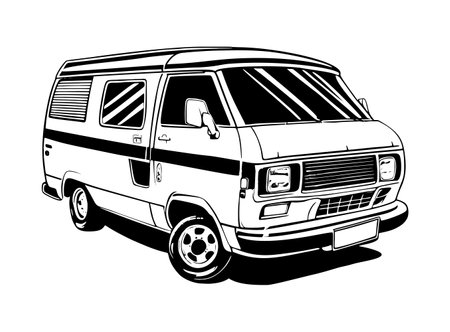 luxury minivan camper car design vectorのイラスト素材