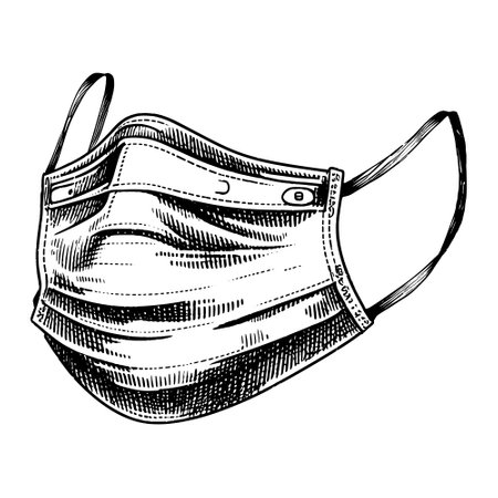 Vector drawing of a medical mask.のイラスト素材