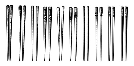 Hand drawn set of chopsticks.のイラスト素材