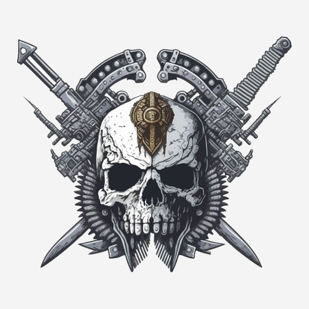 skull cyberpunk head, vector artのイラスト素材