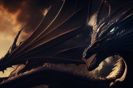 Ancient Dragon head digital painting.の写真素材