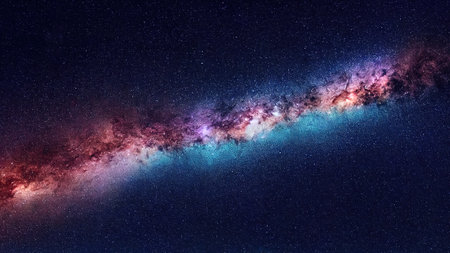 Clear night sky with Milky Way, night sky stars. digital illustration.の写真素材