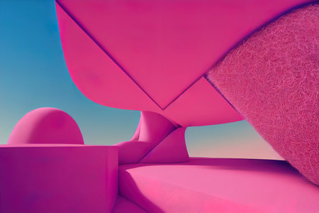 Abstract pink exterior in a minimalistic style. 3D rendering.の写真素材