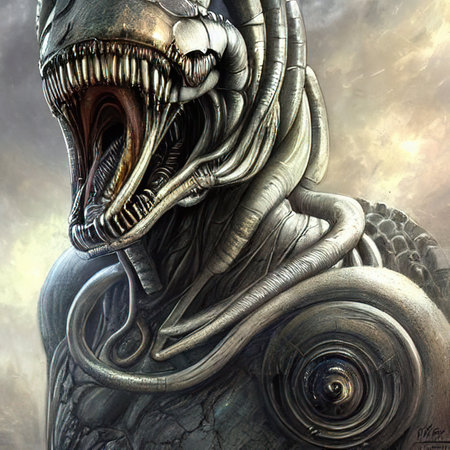 Xenomorph alien. digital painting illustrationの写真素材