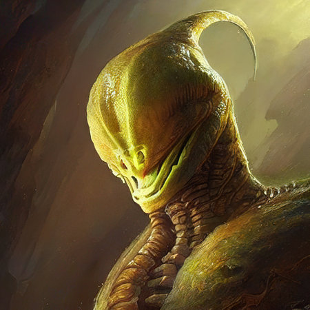 Toxic alien portrait. digital painting.の写真素材