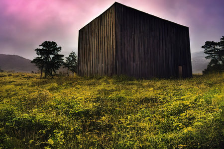 Barn on the prairie. digital illustration.の写真素材