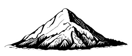hand-drawn mountain isolated on a white background. vector illustrationのイラスト素材
