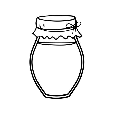 Jar of honey or glass jar, outline vector. retro style.のイラスト素材
