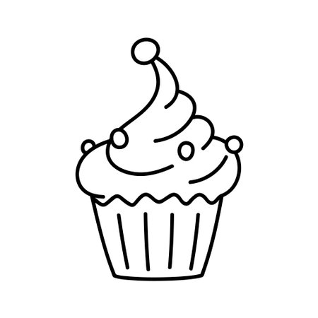 Outlined Birthday Cake. vector illustration.のイラスト素材