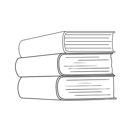stack of books sketch. Drawings engrave pile of old vintage dictionary and study research book vector illustrationのイラスト素材