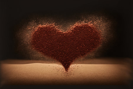 sprinkled sand heart , happy valentine's day - abstract romantic background.の写真素材
