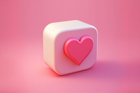 Like notification icon, Social media notification icon with heart symbol on pink background. 3d...