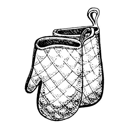 Hand drawn vector illustration of baking mittsのイラスト素材