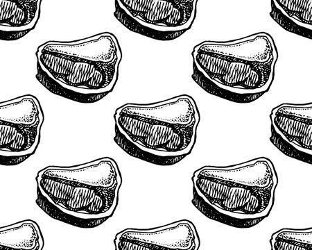 Hand drawn seamless pattern of piece of meatのイラスト素材