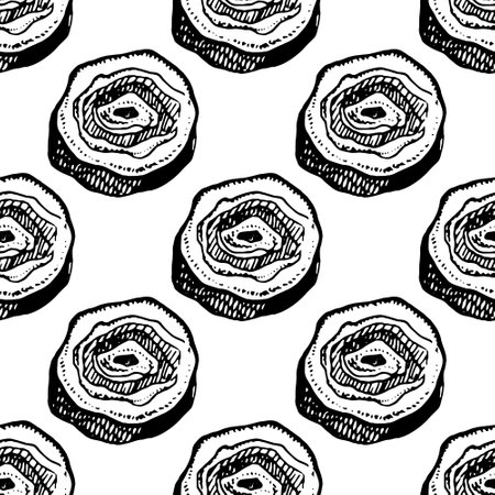 Hand drawn seamless pattern of pork steakのイラスト素材