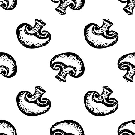 Hand drawn seamless pattern of champignonのイラスト素材