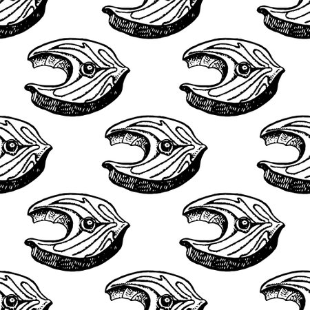 Hand drawn seamless pattern of fish steakのイラスト素材