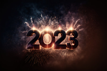 New Year 2023 background with fireworks.