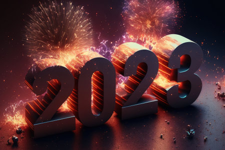 New Year 2023 background with fireworks.の写真素材
