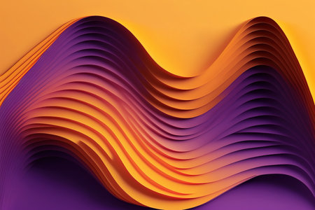 Violet to orange paper layers. 3D abstract gradient papercut. colorful origami shape conceptの写真素材
