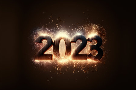 New Year 2023 background with fireworks.の写真素材