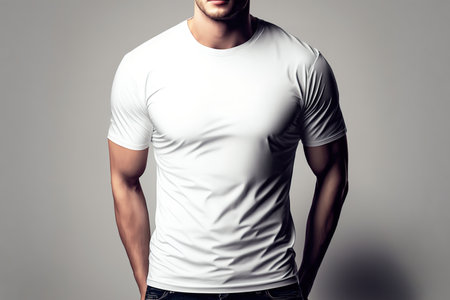 Men's white t-shirt mockup.の写真素材