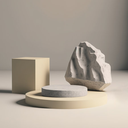 Scene with stones minimal podiums 3d render.の写真素材