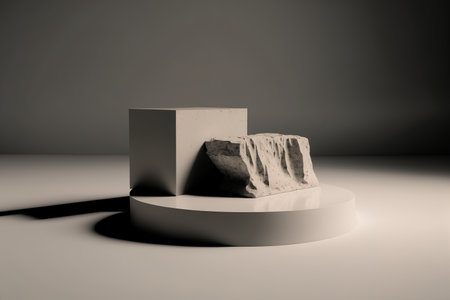 Scene with stones minimal podiums 3d render.の写真素材