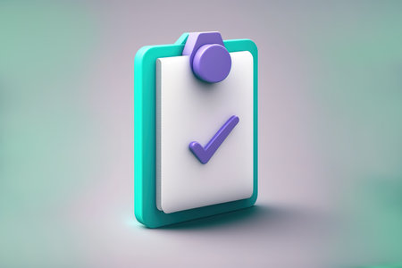 check mark icon. Approval concept. Document, file, clipboard, checklist. 3d renderingの写真素材