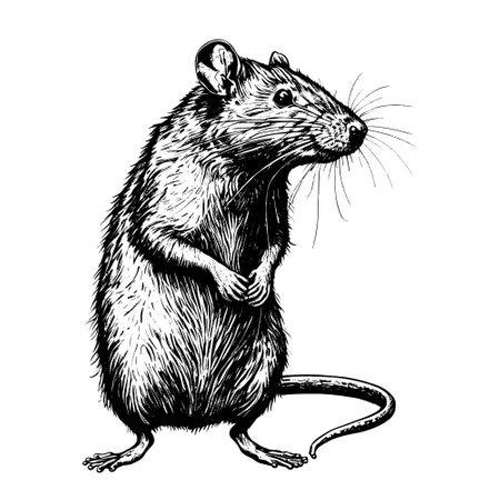 Rat hand drawn sketch, vector illustration.のイラスト素材