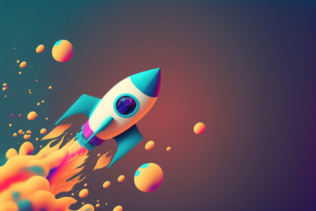 Abstract background with rocketの写真素材
