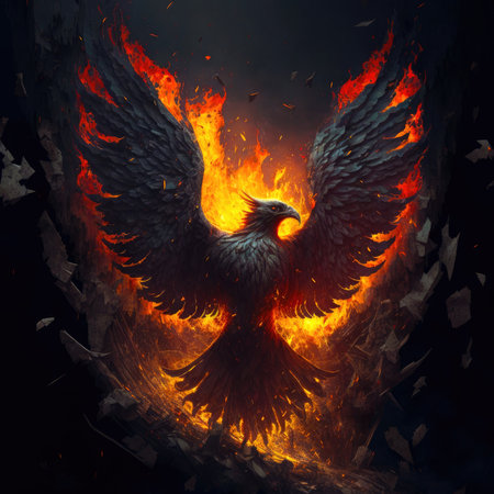 Phoenix with outstretched wings. Fantastic magical illustration. digital artの写真素材
