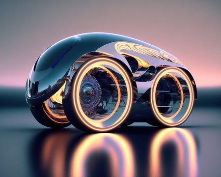 Futuristic car concept made of glassの写真素材