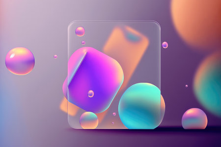 Shapes glassmorphism background. 3d rendering.の写真素材