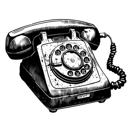 rotary phone hand drawn sketchのイラスト素材