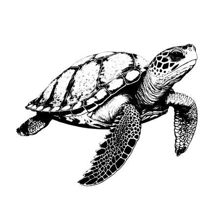 Turtle hand drawn sketch illustrationのイラスト素材