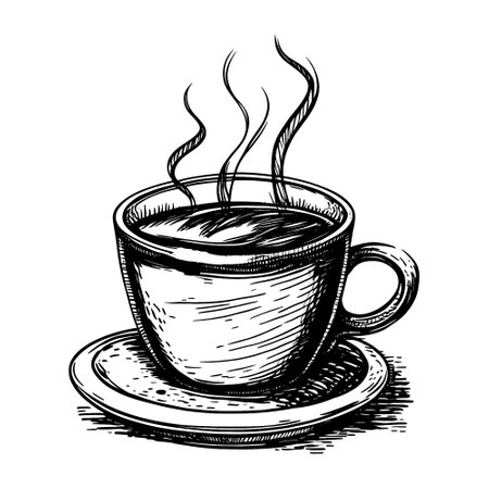 hand drawn coffee cup sketchのイラスト素材