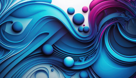 a very colorful abstract artwork in blue, pink and purple color schemes, and a smooth, curved,...
