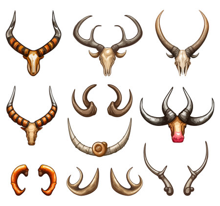 Horn collection. vector icon setのイラスト素材