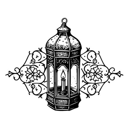 A sketch of a Ramadan lantern drawn by hand.のイラスト素材